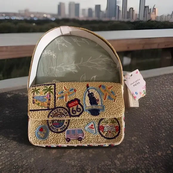 World Travel Beaded Handcrafted Made in India Bag Nwt - Picture 3 of 7